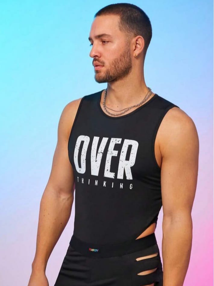 Men's English Letter Print Bodysuit